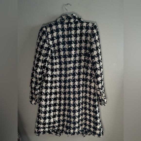 Zara Tweed Black and White Houndstooth Jacket - Picture 3 of 5